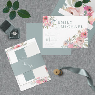 Invitación a las flores de algodón románticas Rubo