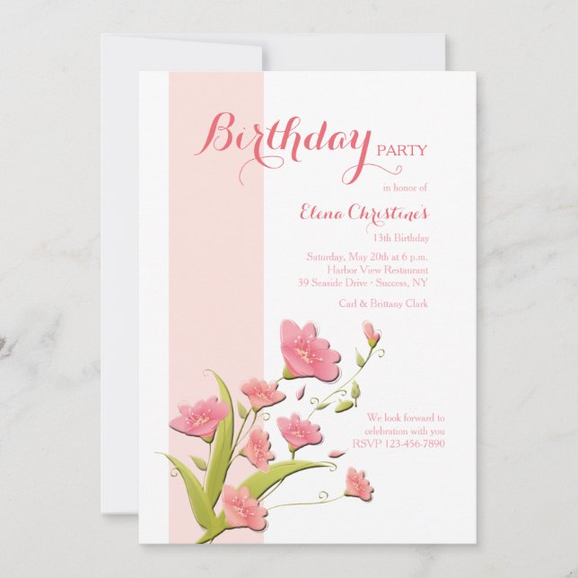 Invitación a las flores de alstromería (Anverso)