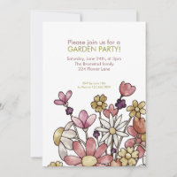 Invitación a las flores de color de agua del Fiest