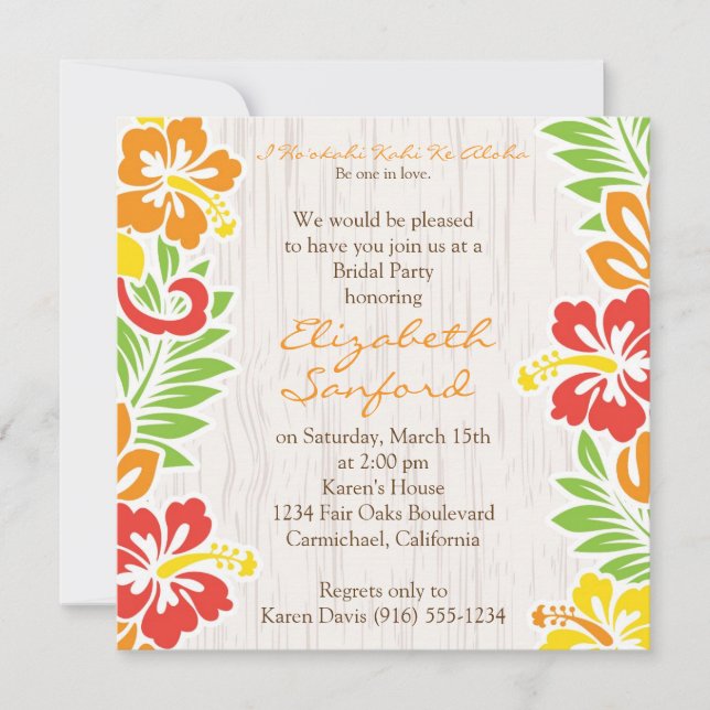 Invitación a las flores de hawaiano Hibiscus (Anverso)