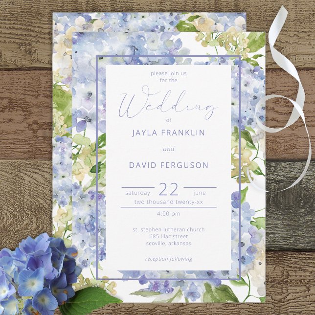 Invitación a las flores de hidrangea blanca azul p (Subido por el creador)