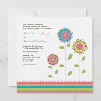 Invitación a las flores del arco iris Boda cuadrad