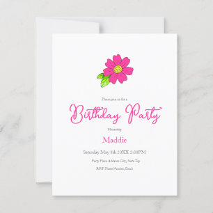 Invitación a las flores rosadas calientes