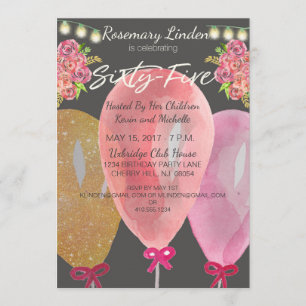 Invitación a las flores y luces de los globos de c
