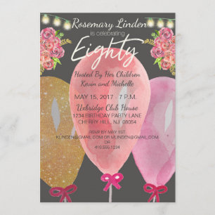 Invitación a las flores y luces de los globos de c