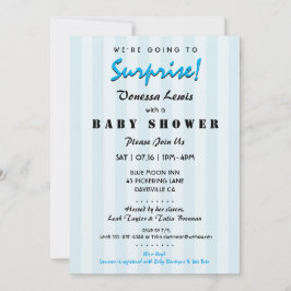 Invitación a las franjas azules de Baby Shower de 