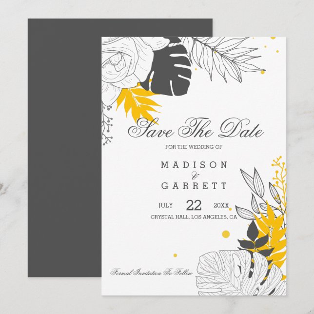 Invitación a las hojas amarillas y blancas (Anverso / Reverso)