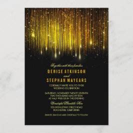 Invitación a las luces de cadena de Boda negro y d