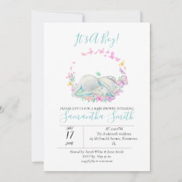 Invitación a las mariposas Elephant Baby Shower