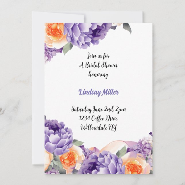 Invitación a las novias con ducha de novia Dusty M (Anverso)