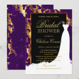 Invitación a las novias de oro, negro y púrpura