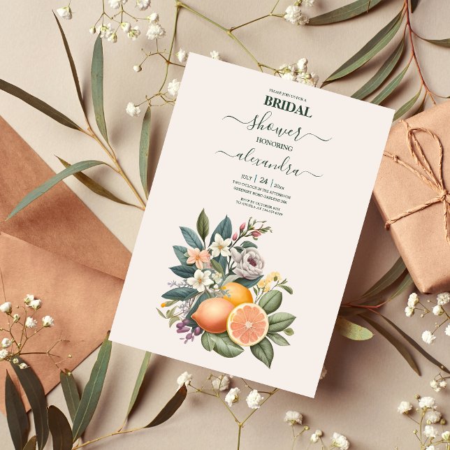 Invitación a las novias de Rustic Watercolor Citru (Subido por el creador)