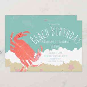 Invitación a las olas de arena marrón de cumpleaño
