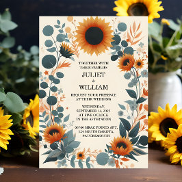 Invitación A las plantas Boda de girasol de jardín rústico