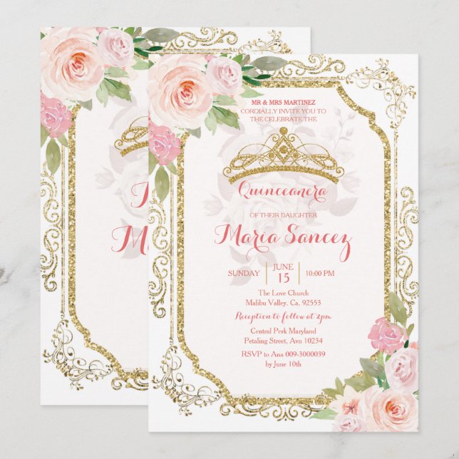 Invitación a las rosas rosas rosadas mexicanas mis (Anverso / Reverso)