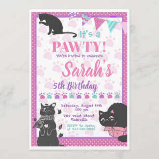 Invitación a las siluetas de gatos negros