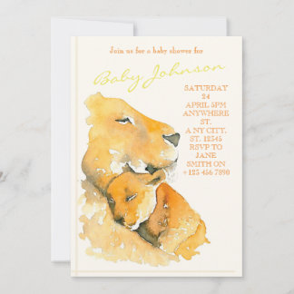 Invitación a león de color acuático