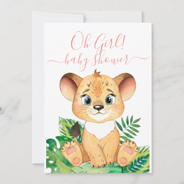 Invitación a león de la jungla de Baby Shower (Reverso)