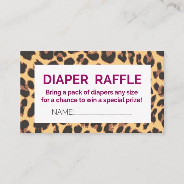 Invitación a leopard Diaper Raffle (Anverso)