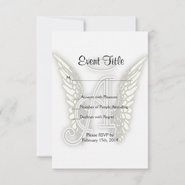 Invitación A - Letra Angel Alphabet Letra Inicial Wings Halo (Anverso)