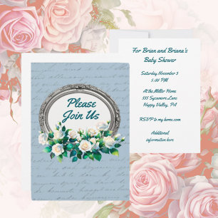 Invitación a letras antiguas de Rosas de época