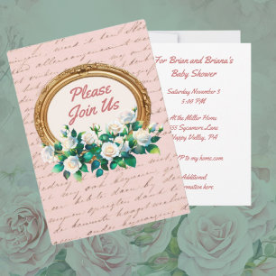 Invitación a letras antiguas de Rosas de época