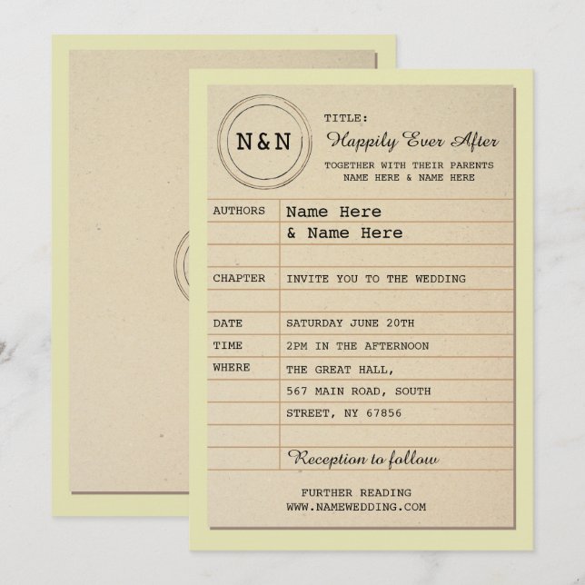 Invitación a libro de invitaciones a bodas de bibl (Anverso / Reverso)
