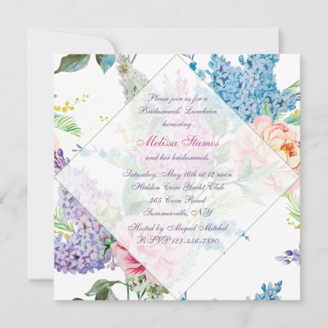 Invitación a Lilacs y Peonies (Anverso)