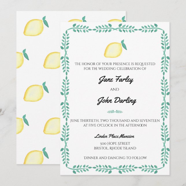 Invitación a limón (Anverso / Reverso)