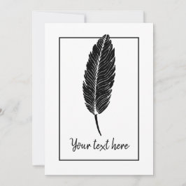 Invitación a Linocut de plumas rusticas blancas y 