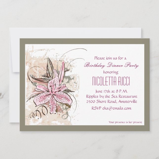 Invitación a Lirio Rosa (Anverso)