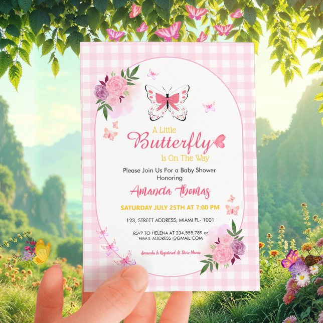 Invitación A Little Baby Butterfly Is On The Way Baby Shower  (Subido por el creador)
