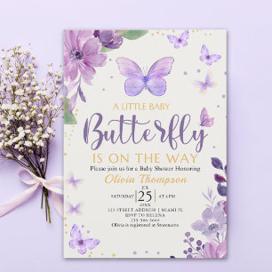 Invitación A Little Baby Butterfly is on The Way Baby shower