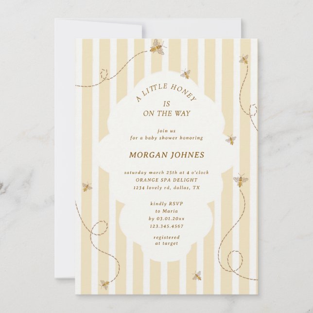 Invitación A Little Bee Baby Shower Invitation (Anverso)