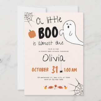 Invitación A little Boo Is Almost Due baby shower invitation