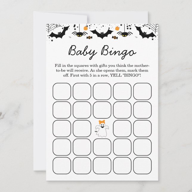 Invitación A Little Boo Is Almost Due Halloween Baby Shower  (Anverso)