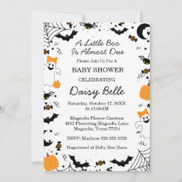 Invitación A Little Boo Is Almost Due Halloween Baby Shower