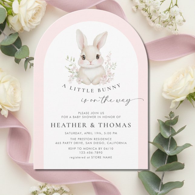 Invitación A Little Bunny Elegant Pink Arch Baby Shower (Subido por el creador)