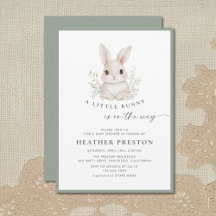 A Little Bunny Elegant Sage Green Baby Shower 