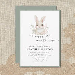 Invitación A Little Bunny Elegant Sage Green Baby Shower 