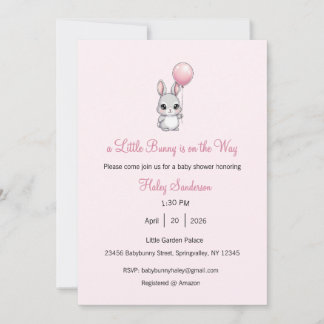 Invitación A Little Bunny is on the Way Invitation, Baby 