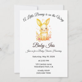 Invitación A Little Bunny is on the Way Yellow Neutral Shower