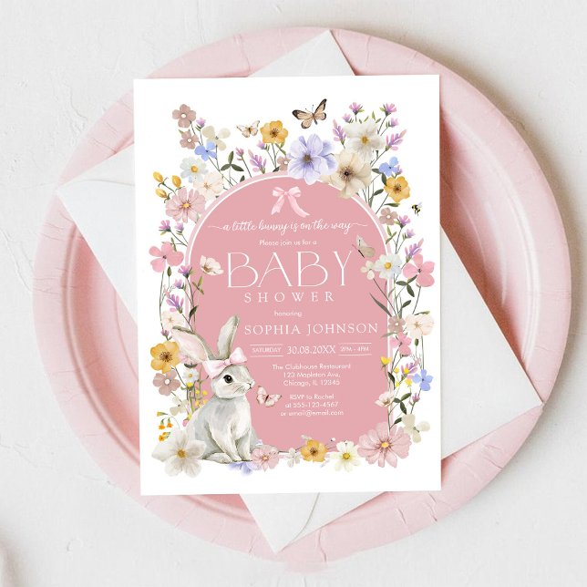 Invitación A Little Bunny Wildflower Baby Shower (Subido por el creador)