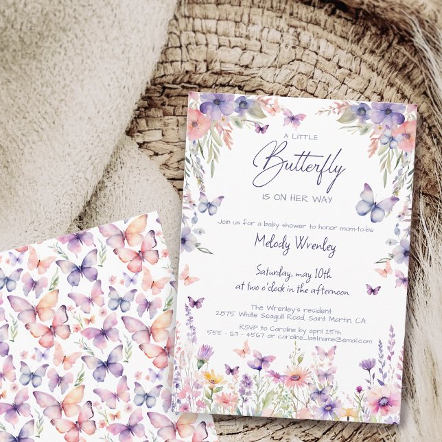 Invitación A Little Butterfly is on her way Baby Shower (Subido por el creador)