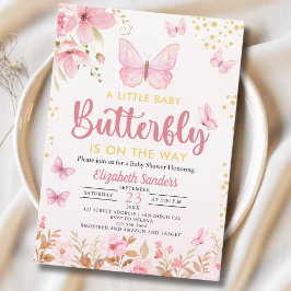 Invitación A Little Butterfly is on the Way, Baby Shower Girl