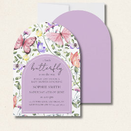Invitación A Little Butterfly Is On The Way Purple Arch