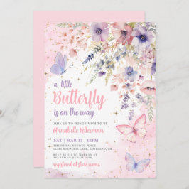 Invitación A Little Butterfly Wildflower Baby Shower