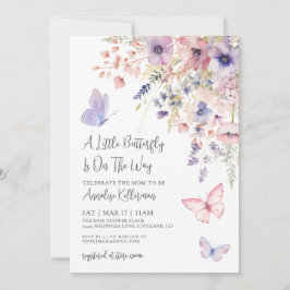 Invitación A Little Butterfly Wildflower Baby Shower