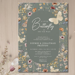 Invitación A Little Butterfly Wildflower Baby Shower