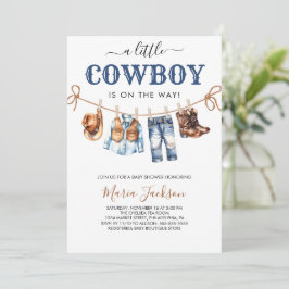 Invitación A Little Cowboy Wild West Blue boy Baby Shower